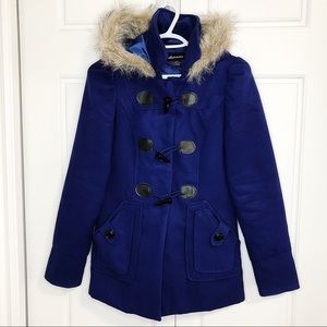 Seduction women wool walker coat fur hoodie jacket